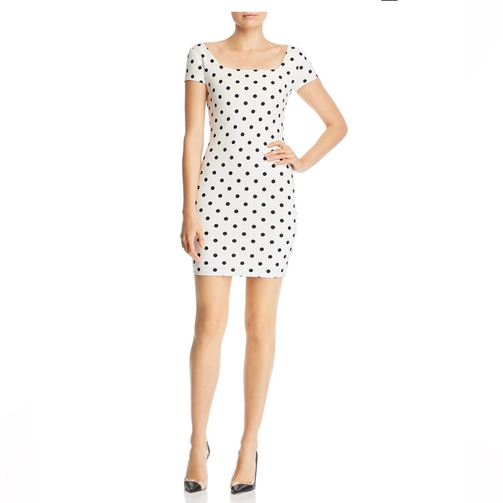 AQUA SQUARE NECK SS BODYCON DRESS